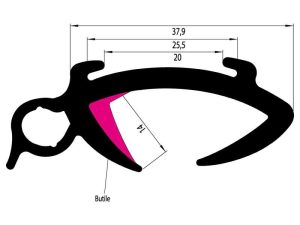 Brteni profil za prozor kamp kućice Profil brtveni/gumeni za prozore kamp vozila 28/32mm