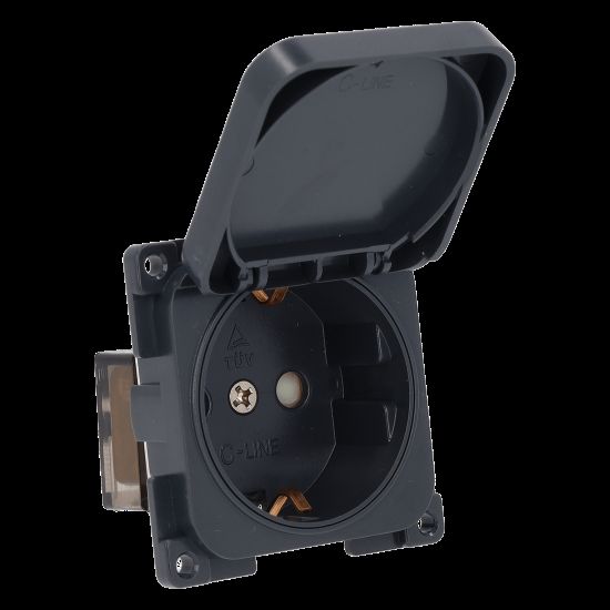 utičnica schuko-1 Utičnica schuko C-line 220V anthracit